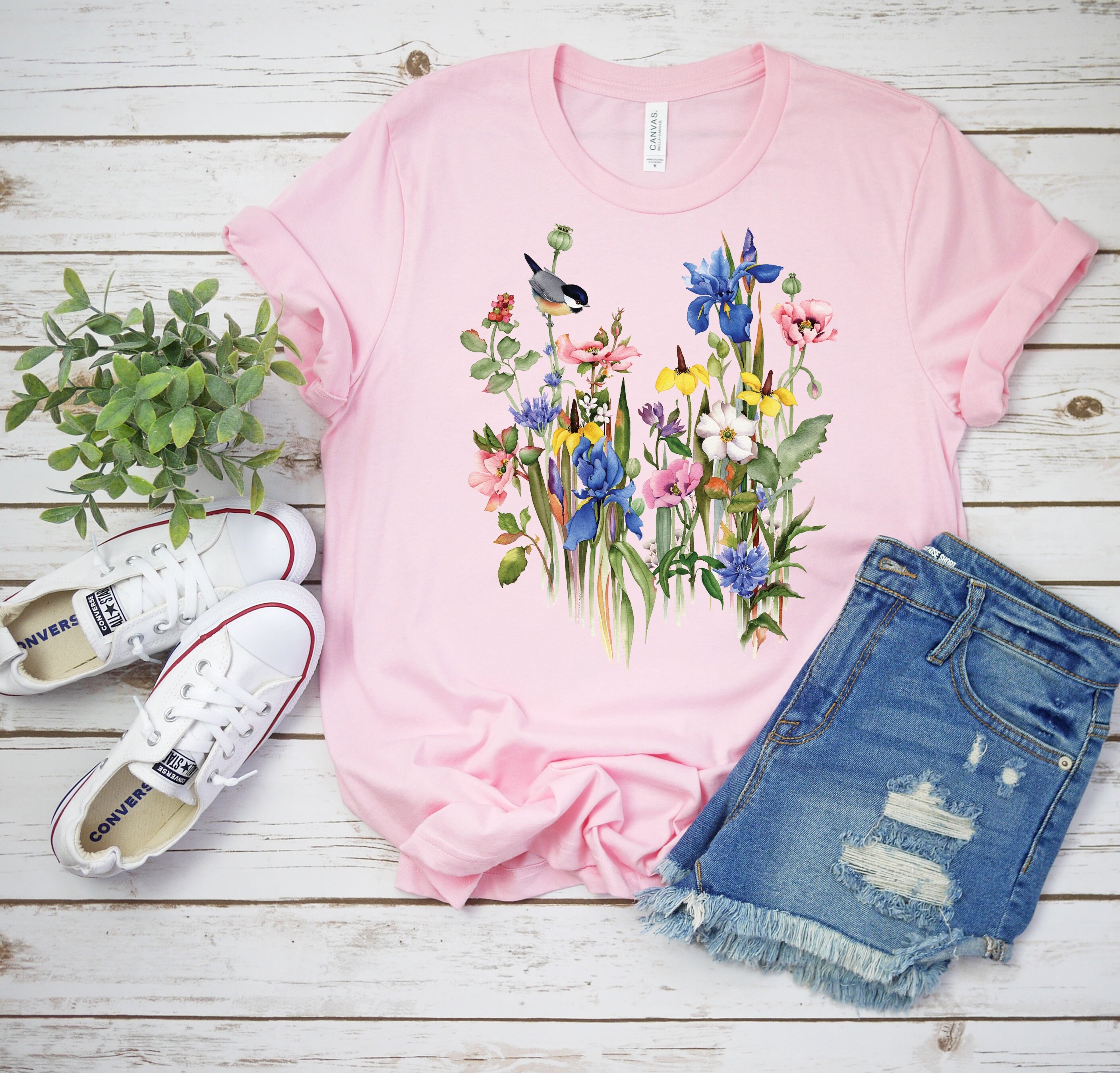 Spring Birds And Flowers Unisex T-Shirt