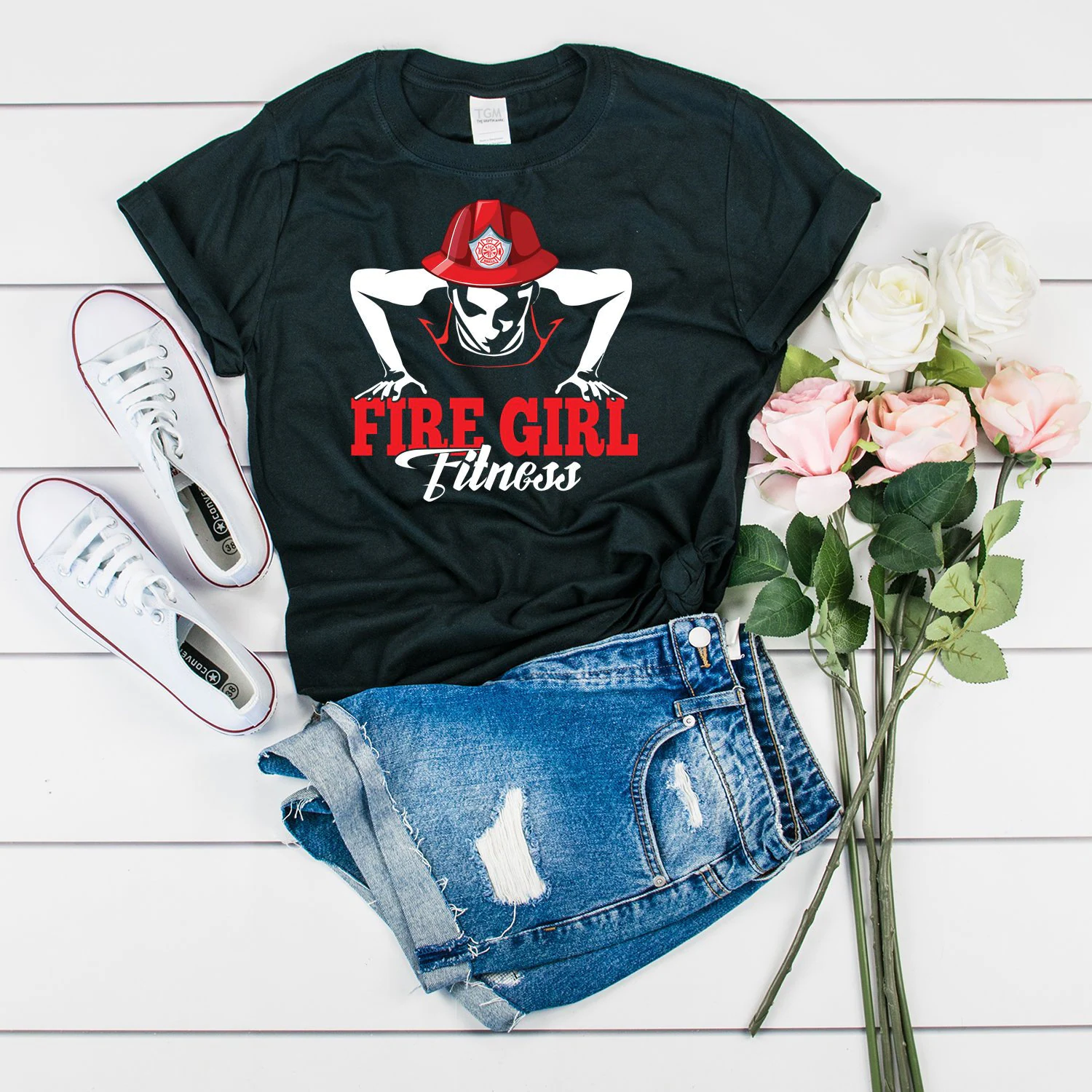 Strong Fire Girl Fitness Firefighter Day Unisex T-Shirt