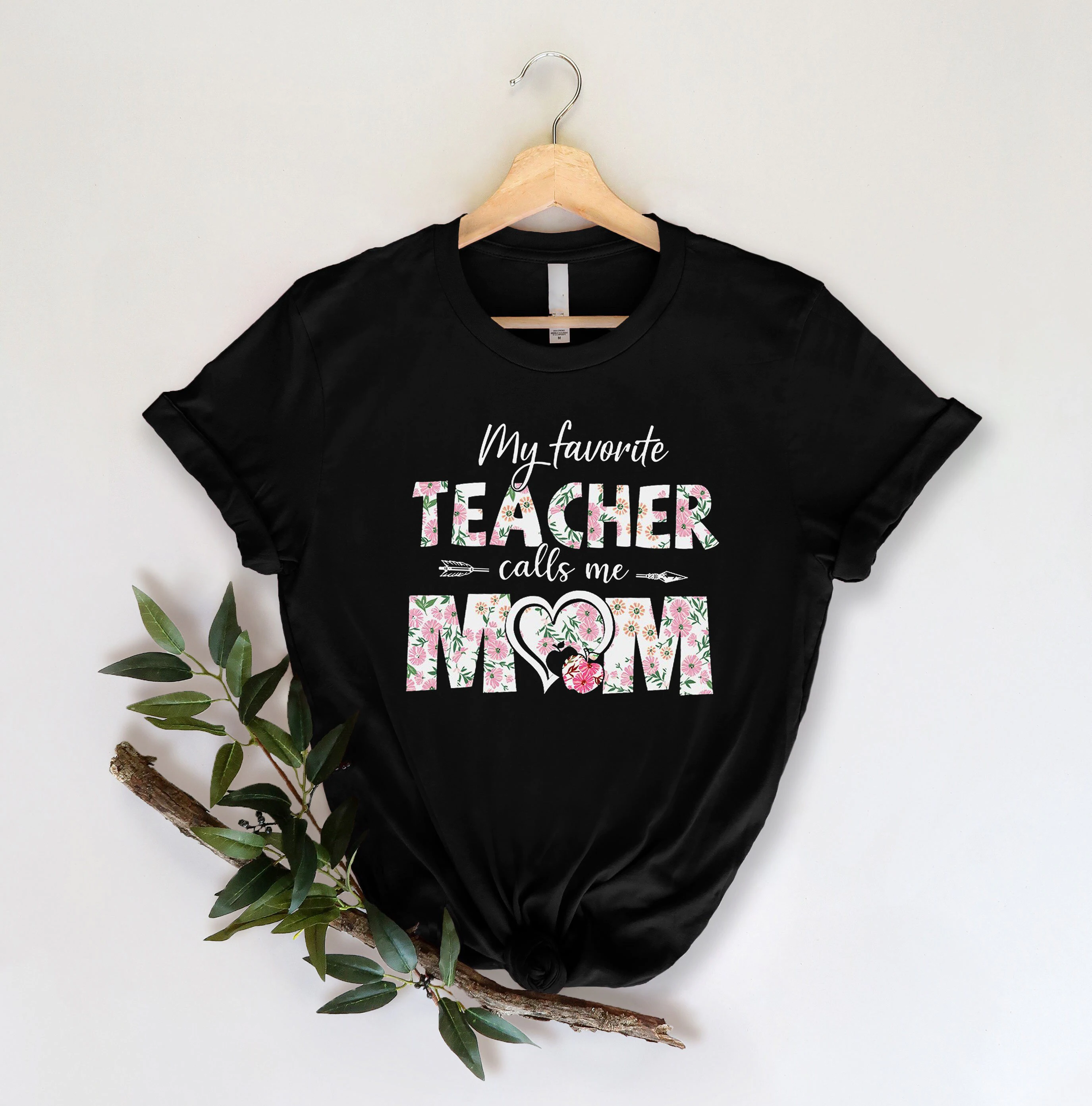 Sweet Pattern My Favorite Teacher Calls Me Mom Unisex T-Shirt