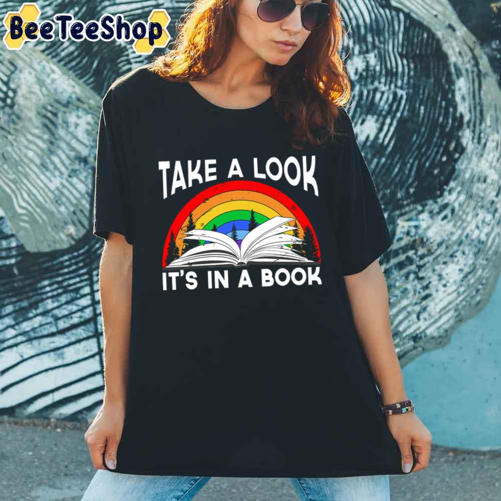 Take A Look It’s In A Book Reading Vintage Retro Rainbow Unisex T-Shirt