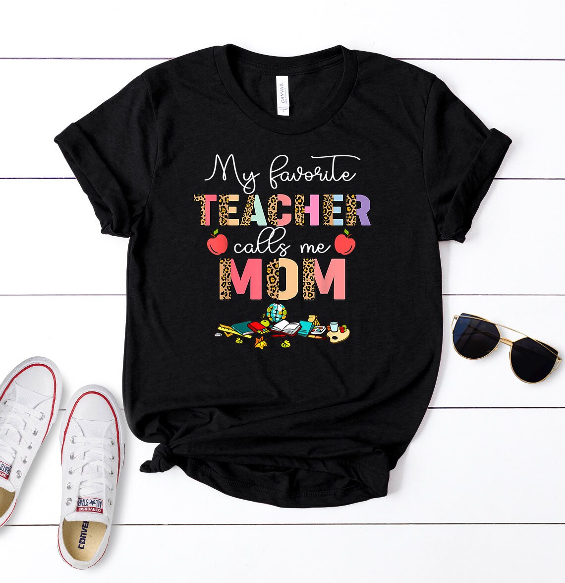 Teacher Leopard Style My Favorite Teacher Calls Me Mom Unisex T-Shirt