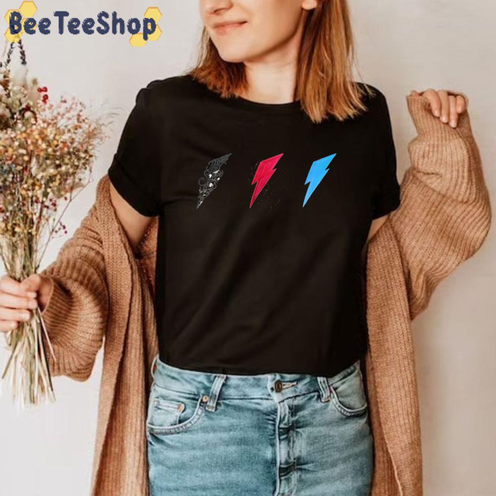 Triple Lightning Bolt David Bowie Style Unisex T-Shirt