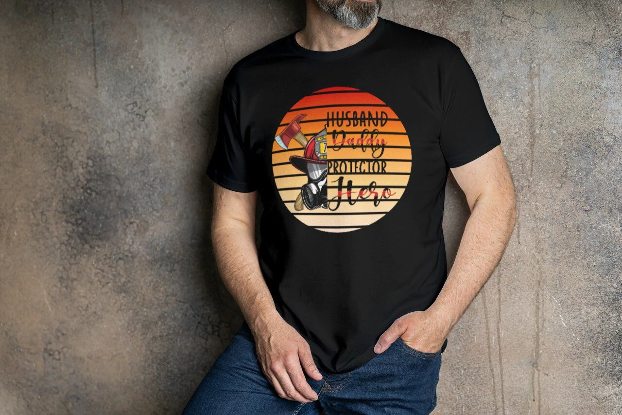 Vintage Husbad Daddy Protector Hero Firefighter Unisex Tshirt