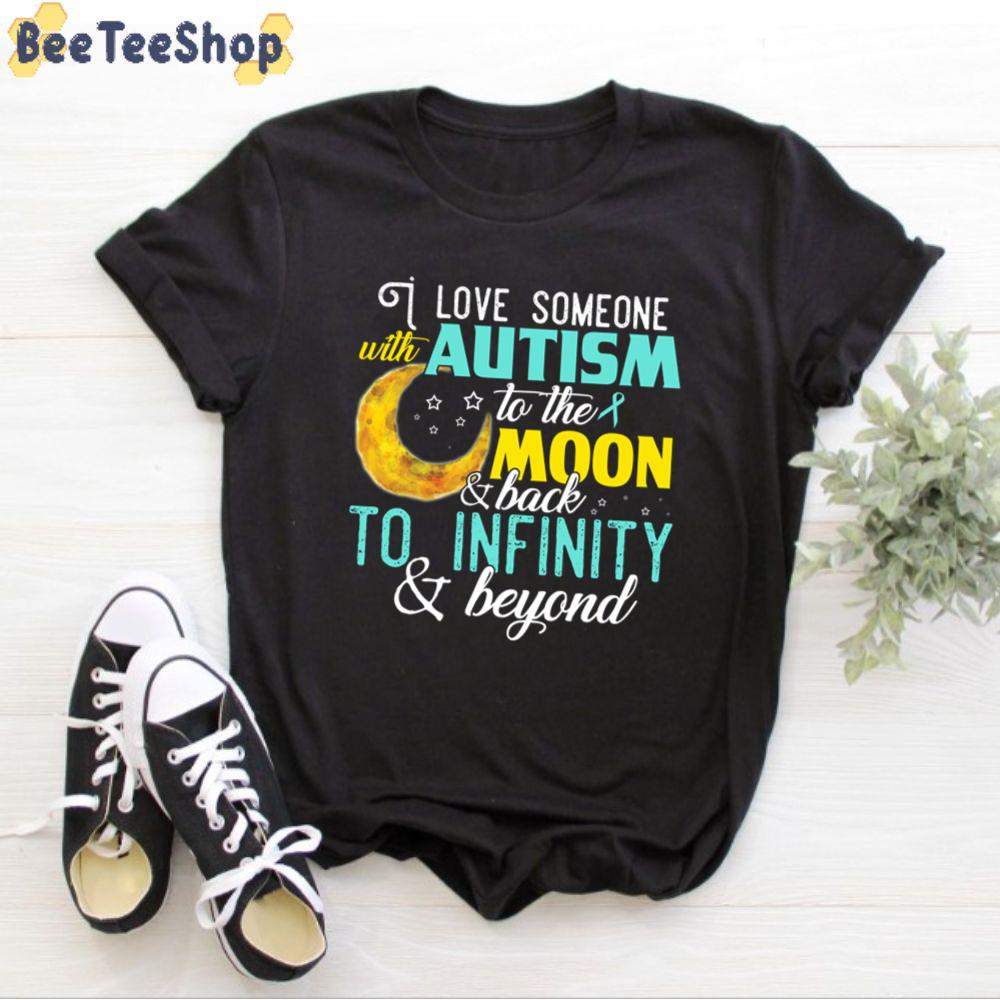 Vintage I Love Someone With Autism To The Moon And Back Autism Awareness Unisex T-Shirt