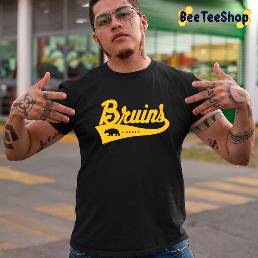 Vintage Script Yellow Boston Bruins Hockey Unisex T-Shirt