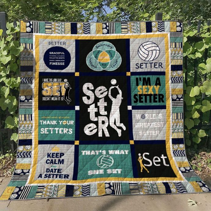 Volleyball Keep Calm And Date A Setter Quilt Blanket