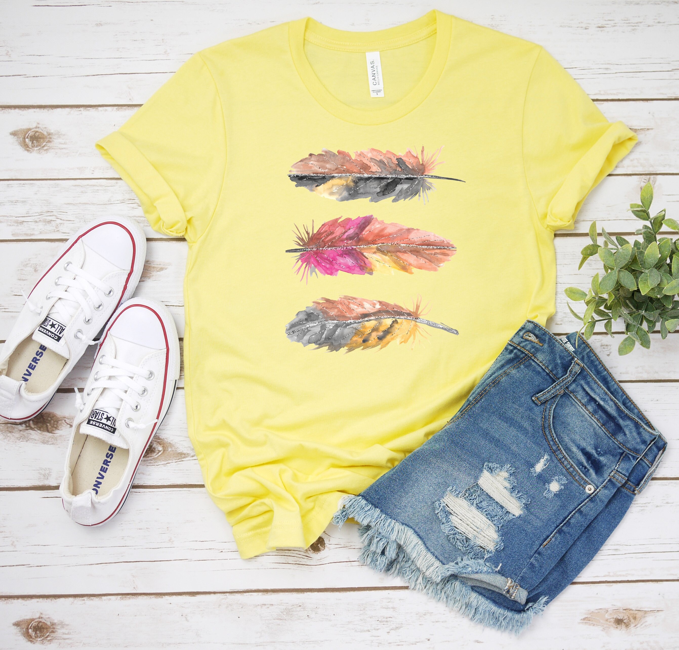 Water Color Native American Indian Feathers Unisex T-Shirt