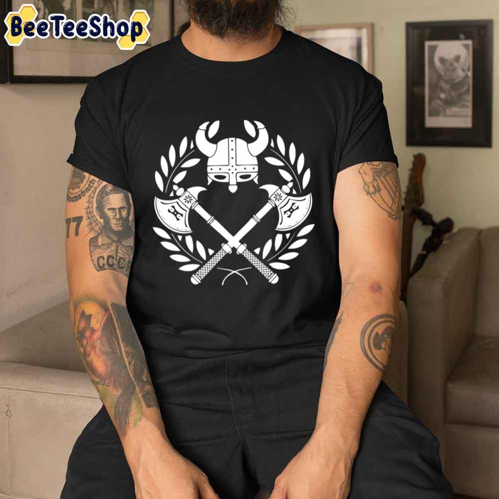 White Viking Circle Axe Valhalla Game Unisex T-Shirt