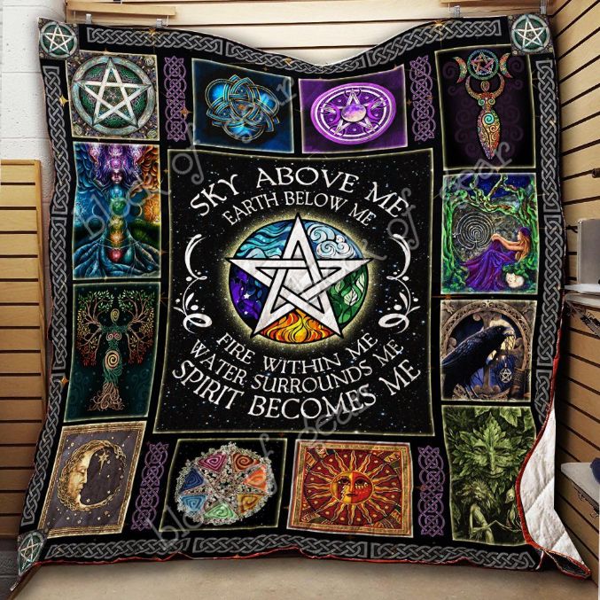 Wicca Fire Within Me Water Surrounds Me Quilt Blanket
