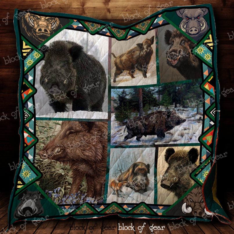 Wild Boar Picture Collection Quilt Blanket