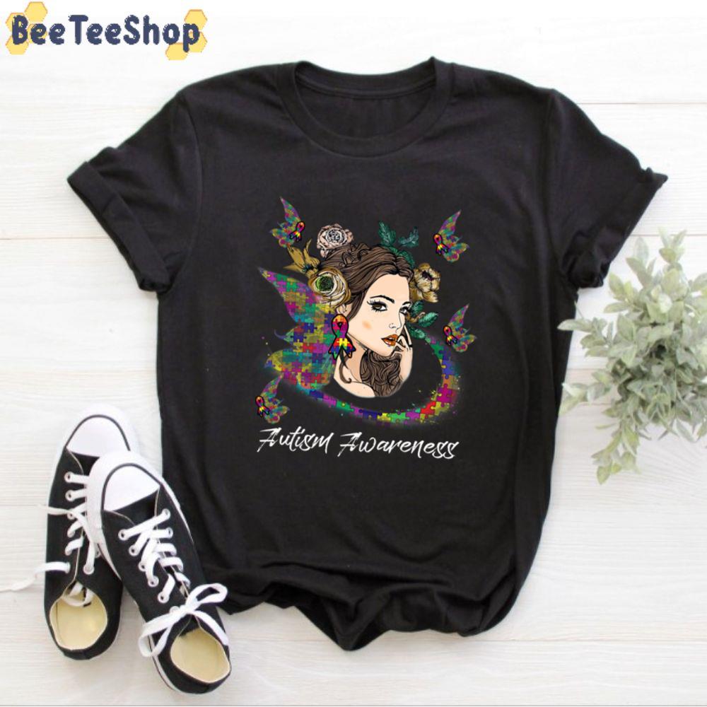 Women Butterfly Autism Awareness Unisex T-Shirt