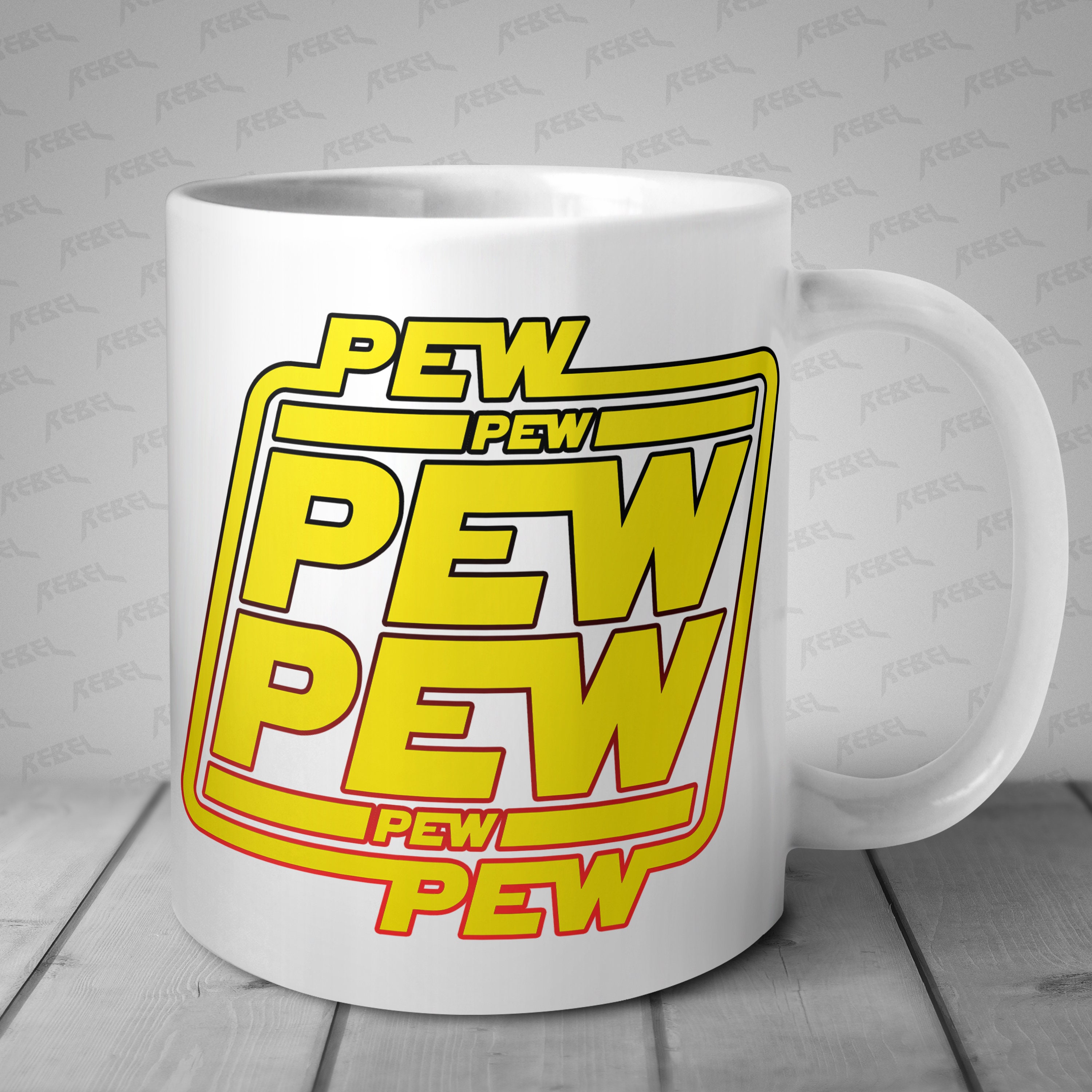 Yellow Funny Style Pew Pew Pew Mug