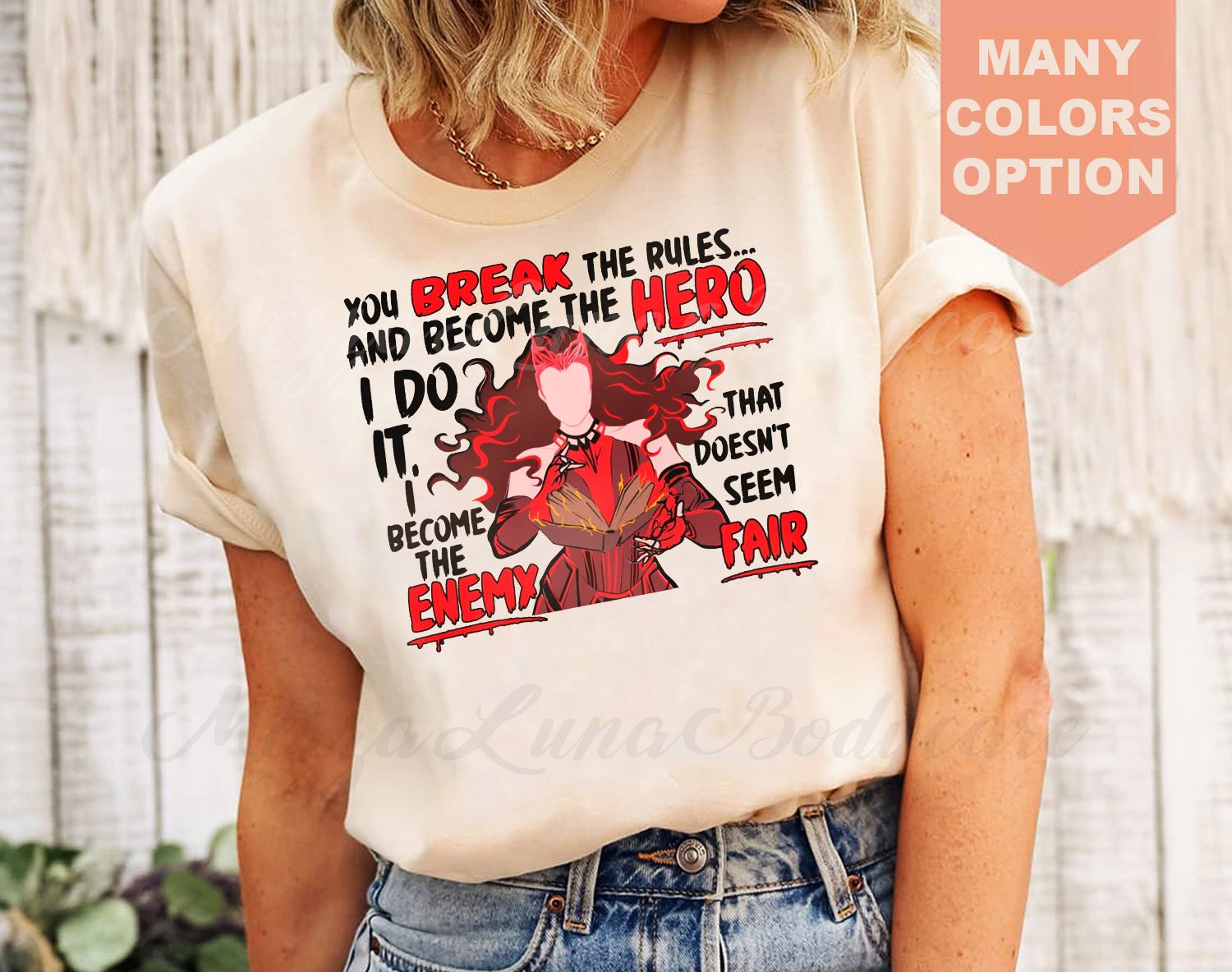 stemme skærm ribben You Break The Rules And Become Hero Wanda Maximoff Mcu Scarlet Witch 2022  Unisex T-Shirt - Beeteeshop