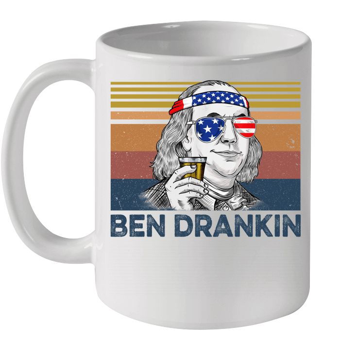 4th Of July Independence Day Ben Drankin Benjamin Franklin Vintage Premium Sublime Ceramic Coffee Mug White