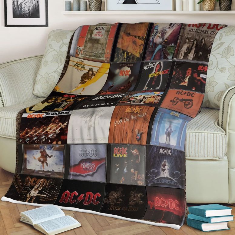 Acdc Gift, Acdc Band Album Collage Gift For Fan Comfy Sofa Throw Blanket Gift
