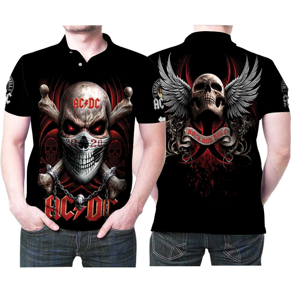 Acdc Legend Rock Band 2020 Skull Wings 3d Designed For Acdc Fans Rock Fans Polo Shirt All Over Print Shirt 3d T-shirt
