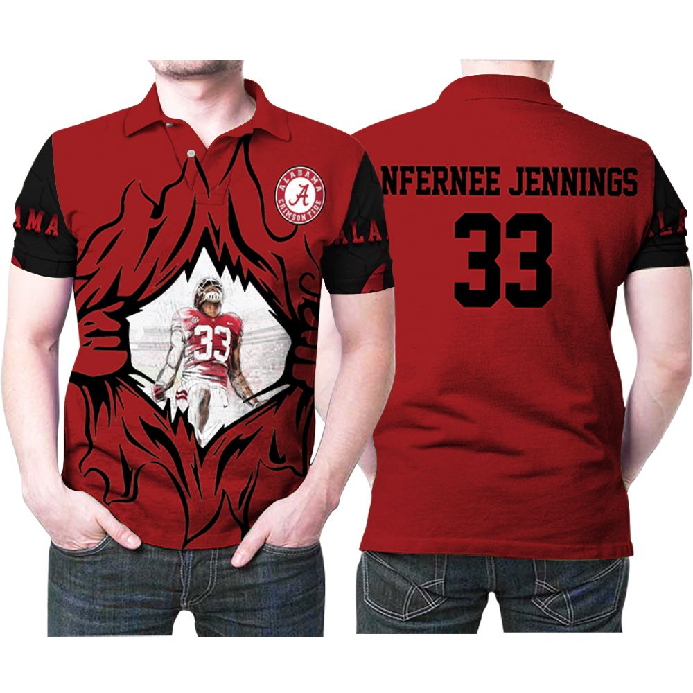 Alabama Crimson Tide Anfernee Jennings 33 Great Player Football 3d Designed Allover Gift For Alabama Fans Polo Shirt All Over Print Shirt 3d T-shirt