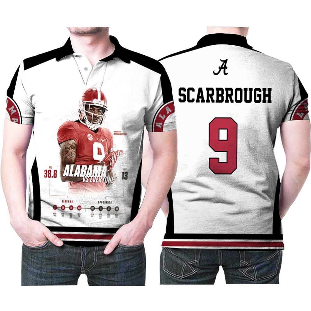 Alabama Crimson Tide Bo Scarbrough 9 Great Player Football 3d Designed Allover Gift For Alabama Fans Polo Shirt All Over Print Shirt 3d T-shirt