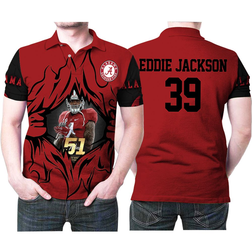 Alabama Crimson Tide Eddie Jackson 39 Wins 51 Great Player Nfl Football Team 3d Designed Allover Alabama Fans Jackson Lovers Polo Shirt