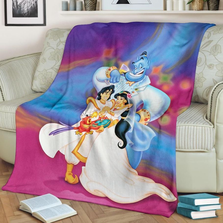 Aladdin Fleece Blanket Gift For Fan, Premium Comfy Sofa Throw Blanket Gift