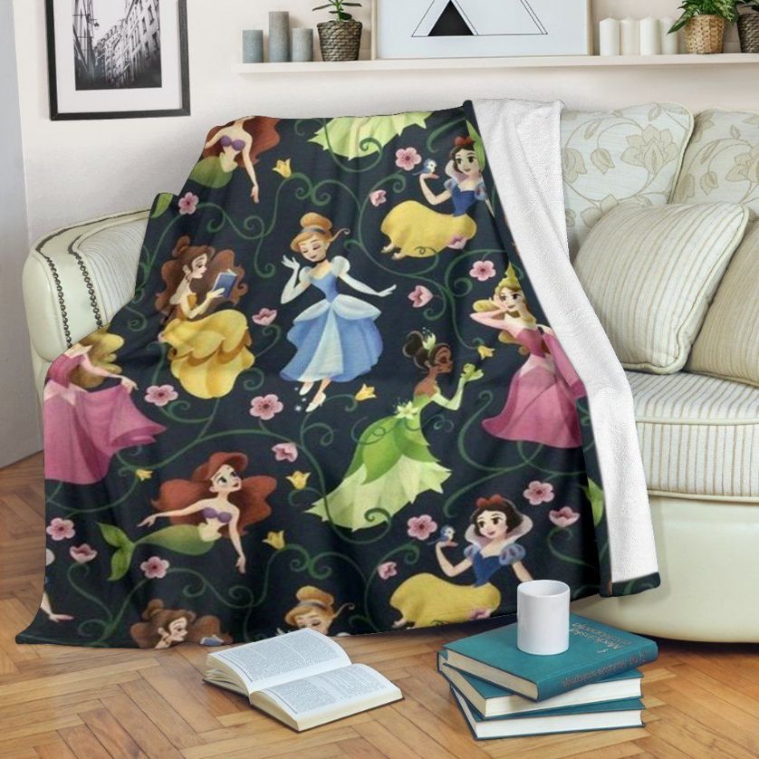 All Princesses Disney Fleece Blanket Gift For Fan, Premium Comfy Sofa Throw Blanket Gift