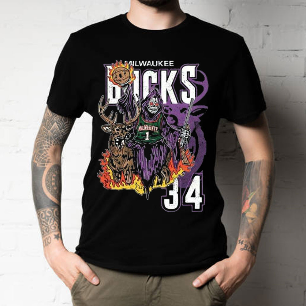 Art 80s Retro Milwaukee Bucks Basketball Unisex T-shirt