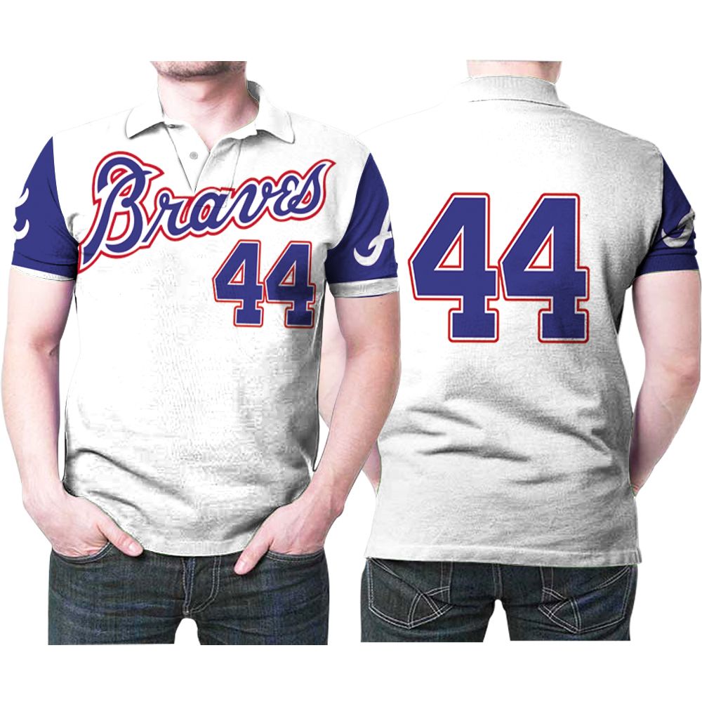 Atlanta Braves Hank Aaron 44 Mlb Baseball Team Logo 3d Designed Allover Gift For Braves Fans Polo Shirt All Over Print Shirt 3d T-shirt