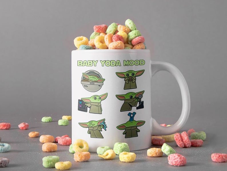 Baby Yoda Mood Mug Yoda Lover Gift The Mandalorian Mug Disney Coffee Mug Star War Premium Sublime Ceramic Coffee Mug White