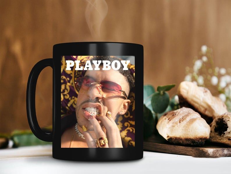 Bad Bunny Play Boy Mug Benito Antonio Martínez Ocasio Mug Puerto Rico Rapper Mug Hip Hop Legend Premium Sublime Ceramic Coffee Mug Black