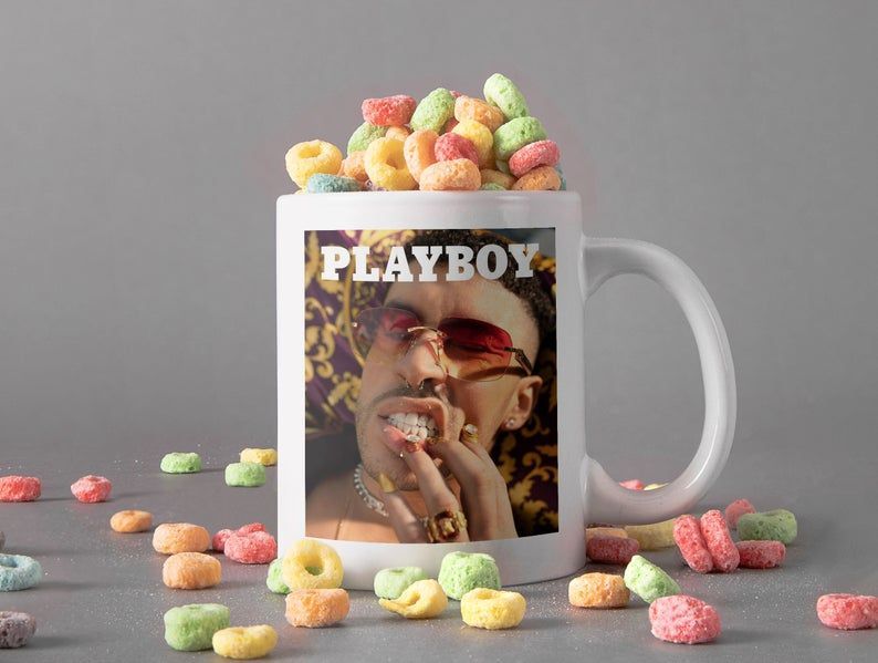 Bad Bunny Play Boy Mug Benito Antonio Martínez Ocasio Mug Puerto Rico Rapper Mug Hip Hop Legend Premium Sublime Ceramic Coffee Mug White