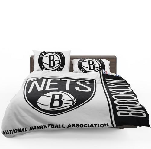 Black And White Style Brooklyn Nets NBA Basketball Bedding Set