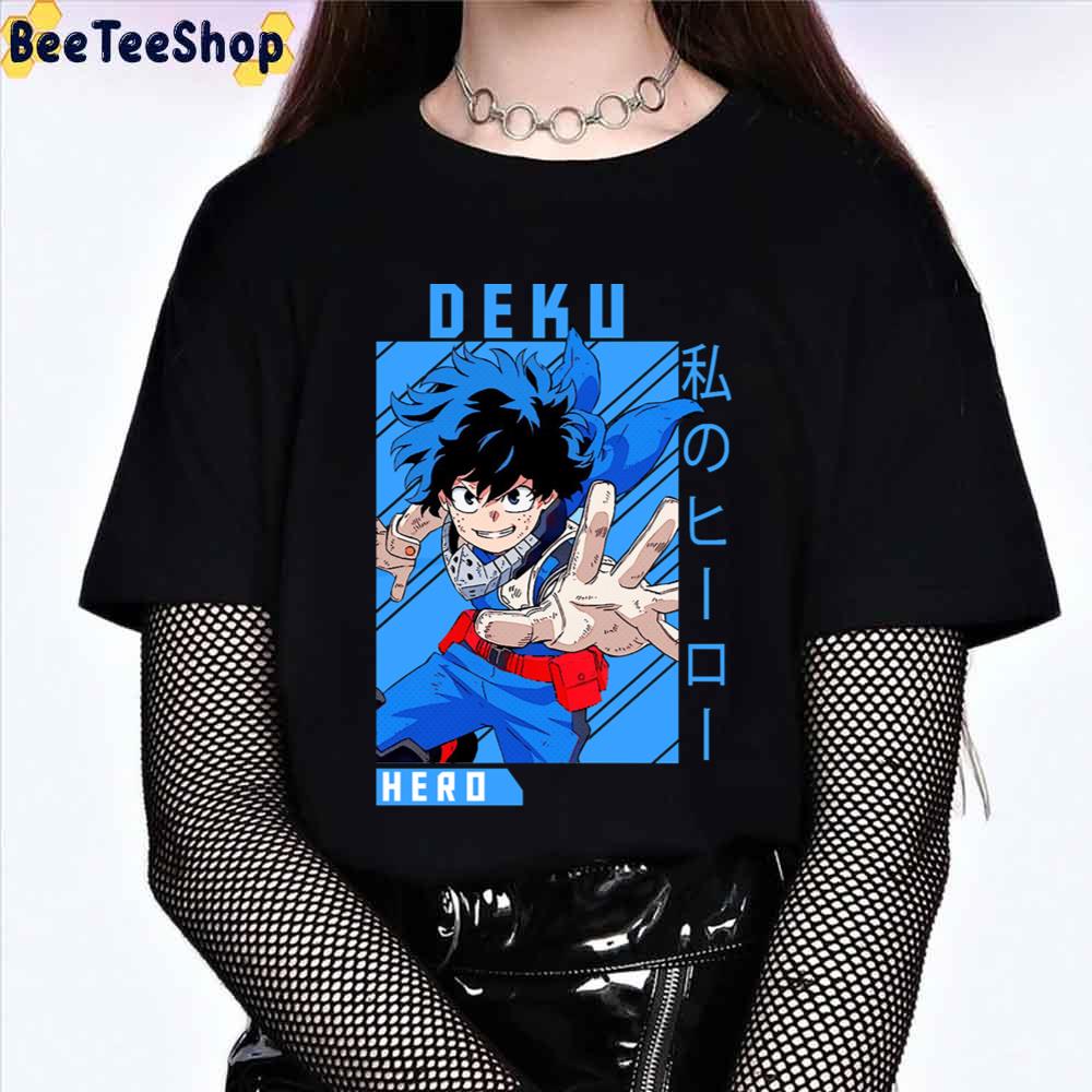 Blue Background Deku My Hero Academia Manga Unisex T-Shirt - Beeteeshop