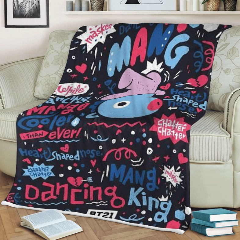 Bts Mang Bt21 Bangtan Army Fan Art Cartoon So Cute 123 Christmas,bts Gift For Fan Comfy Sofa Throw Blanket Gift