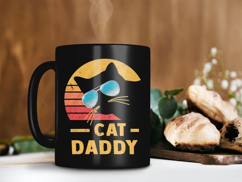 Cat Daddy Vintage Mug Fathers Day Gift Cute Cat Coffee Mug Cat Gang Mug Cat Lover Mug Gift For Papa Premium Sublime Ceramic Coffee Mug Black