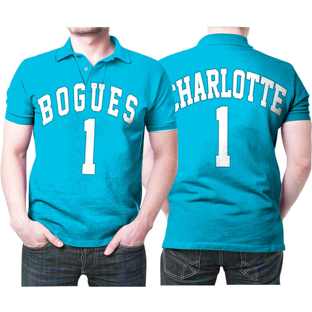 Charlotte Hornets Muggsy Bogues 1 Nba Great Player Nba Basketball Hardwood Classics Teal 2019 Jersey Style Gift For Hornets Fans Polo Shirt