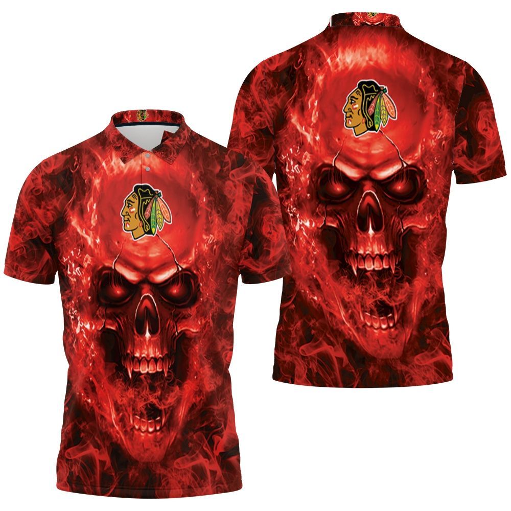 Chicago Blackhawks Nhl Fans Skull Polo Shirt All Over Print Shirt 3d T-shirt