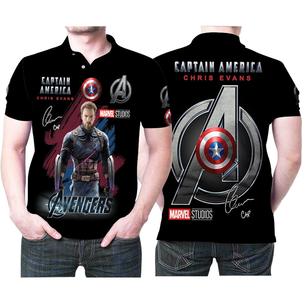 Chirs Evans Captain America Mcu Avengers Signed 3d Designed For Captain America Fan Polo Shirt All Over Print Shirt 3d T-shirt