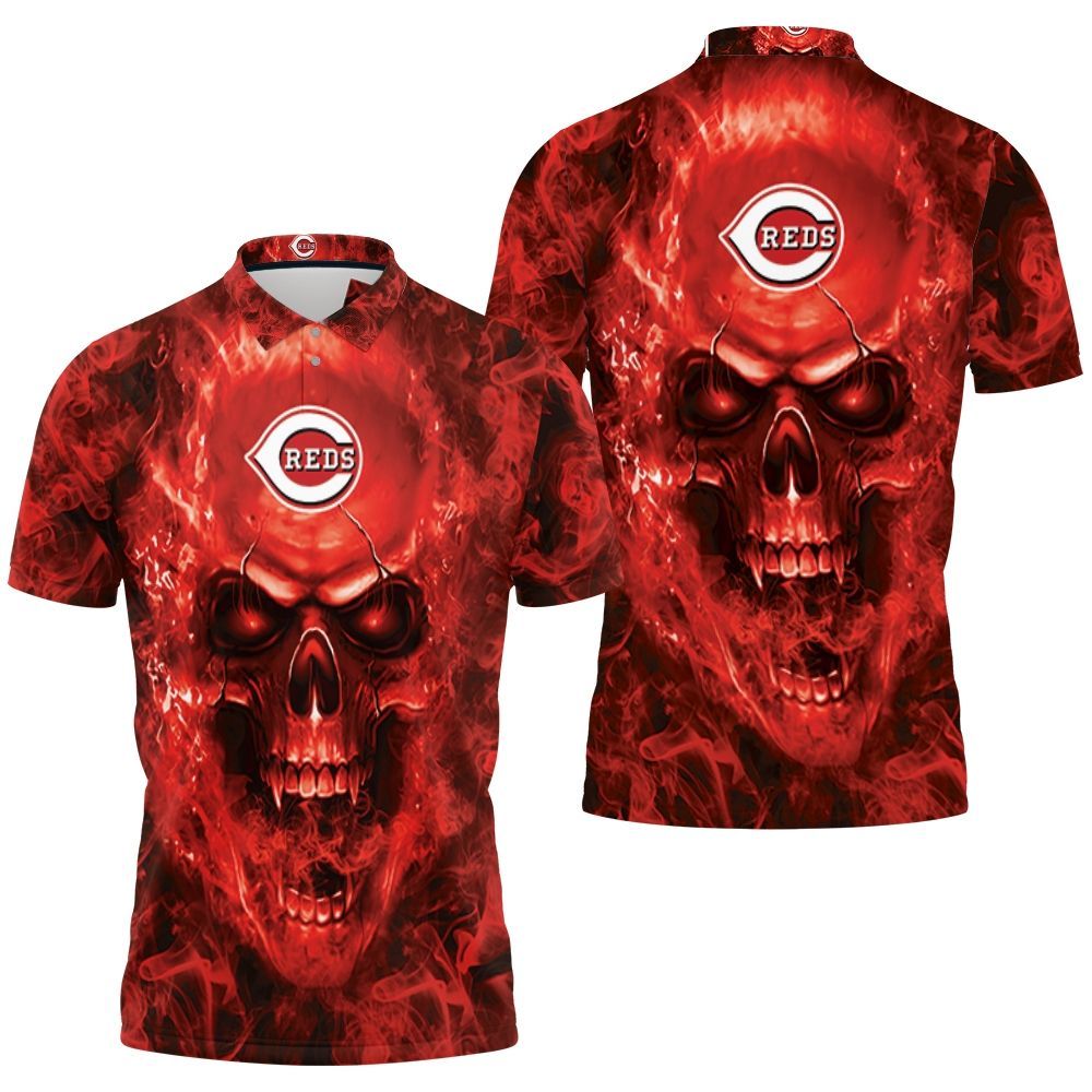 Cincinnati Reds Mlb Fans Skull Polo Shirt All Over Print Shirt 3d T-shirt