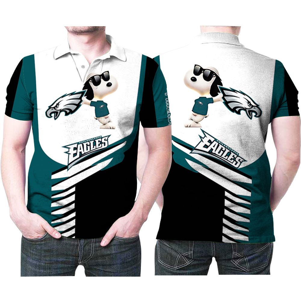 Cool Snoopy Leans On Philadelphia Eagles Logo 3d Printed Gift For Philadelphia Eagles Fan Polo Shirt All Over Print Shirt 3d T-shirt