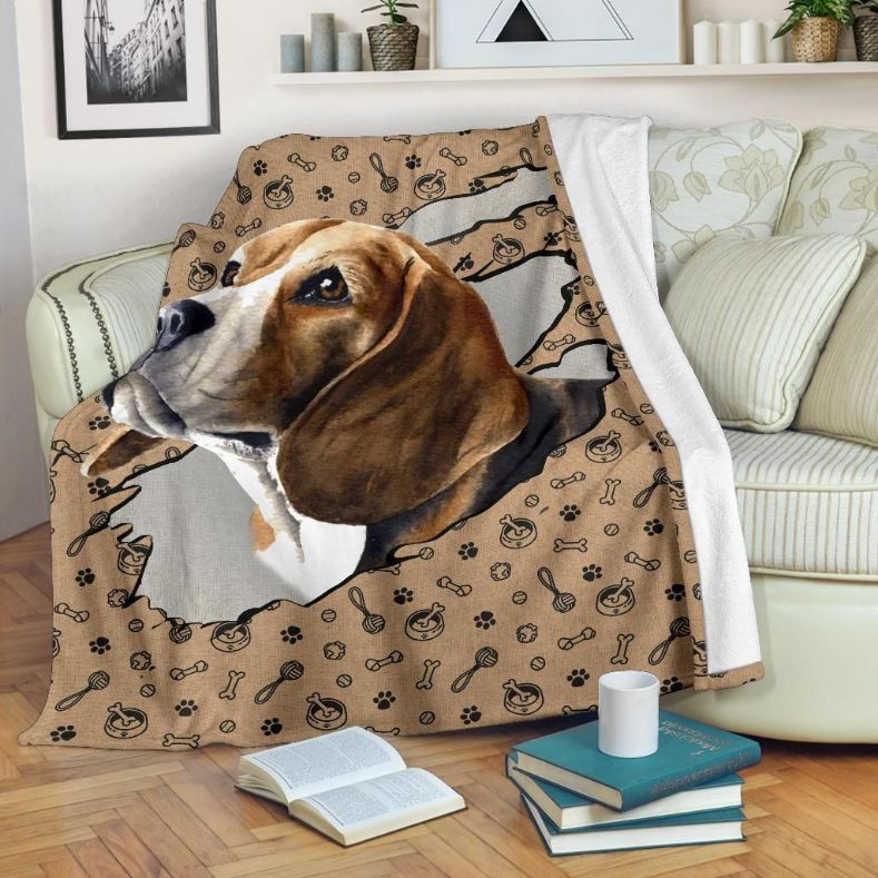 Cute Beagle Dog Lovers Fleece Blanket Gift For Fan, Premium Comfy Sofa Throw Blanket Gift