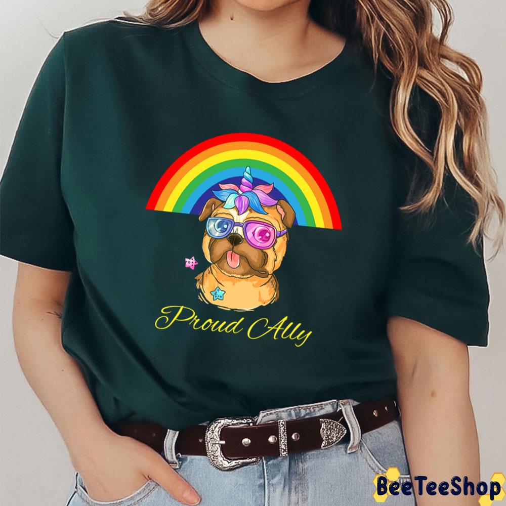 Cute Bull Dog Pride Allyship Pride Month Unisex T-Shirt