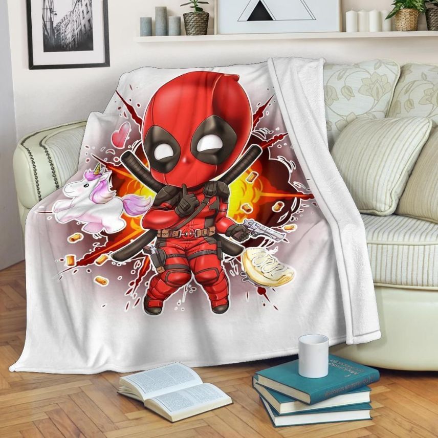 Cute Deadpool Marvel Fleece Blanket Gift For Fan, Premium Comfy Sofa Throw Blanket Gift