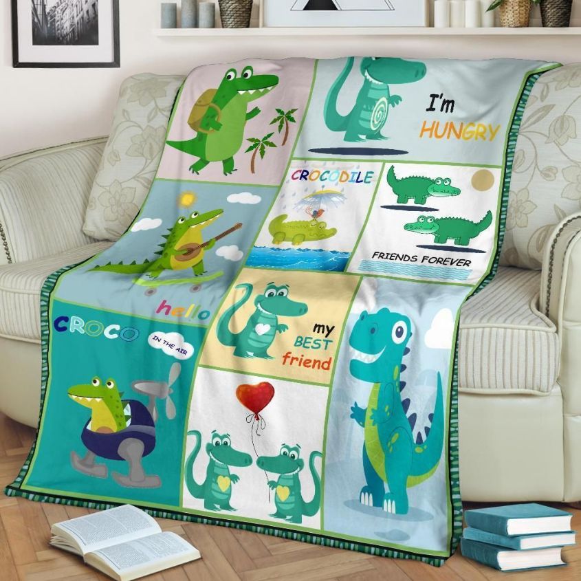 Cute Dinosaur And Crocodile My Best Friend Best Seller Fleece Blanket Gift For Fan, Premium Comfy Sofa Throw Blanket Gift