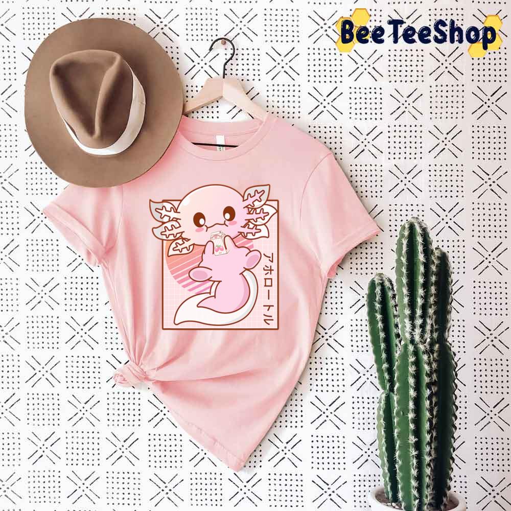 Cute Kawaii Axolotl Strawberry Milk Japanese Unisex T-Shirt