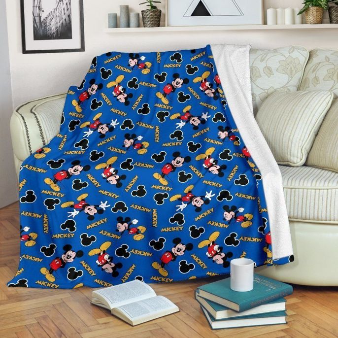 Cute Pattern Mickey Disney Fleece Blanket Gift For Fan, Premium Comfy Sofa Throw Blanket Gift