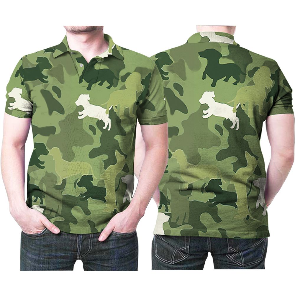 Dachshund Dog Pattern Camouflage Color Style 3d Designed For Dachshund Dog Lovers Polo Shirt All Over Print Shirt 3d T-shirt