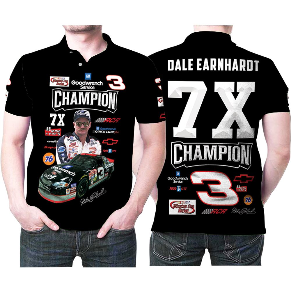 Dale Earnhardt 7x Champion 3 Goodwrench Quicksilver Winston Select Action Cwb Gift For Racer Moto Racing Lovers Polo Shirt