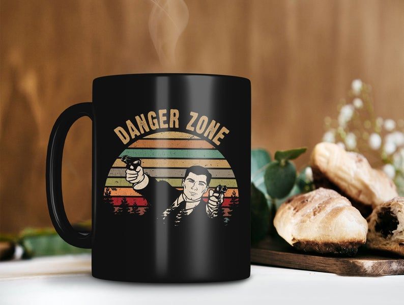 Danger Zone Sterling Archer Mug Archer Tv Show Mug Sterling Archer Lover Mug Retro Vintage Mug Premium Sublime Ceramic Coffee Mug Black