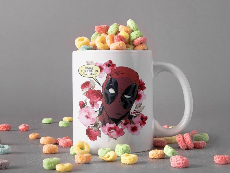 Deadpool What The Hell Is All This Mug Marvel Lover Mug Deadpool Premium Sublime Ceramic Coffee Mug White