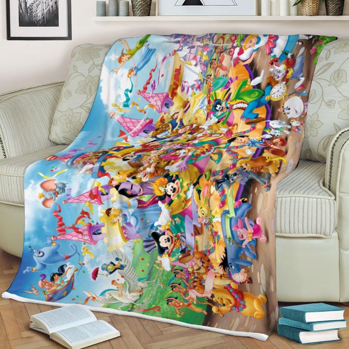 Disney All Characters Gift For Fan, Disney All Characters All Princesses Comfy Sofa Throw Blanket Gift